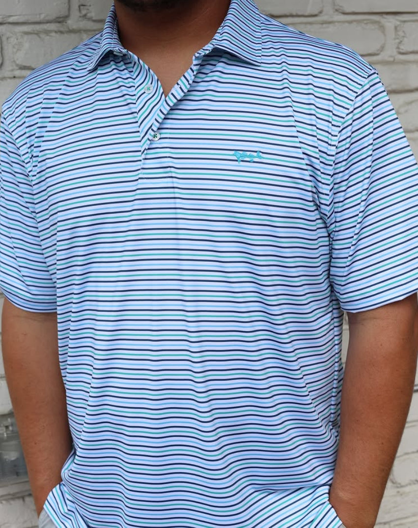 Coastal Cotton Performance Polo - Emerald Blue