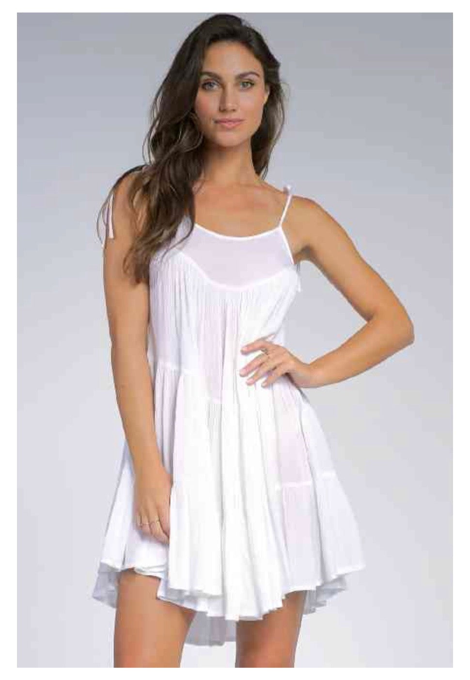 elan mini dress Elan Dress Spaghetti Straps White – ISLANDER