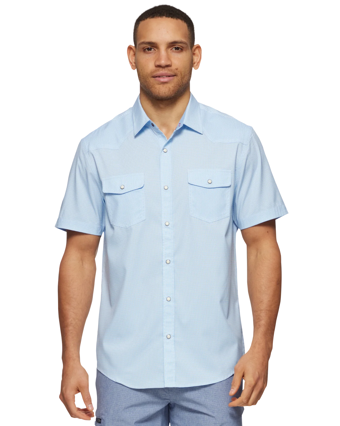 Flag and Anthem UPF Performance Western Shirt - Light Blue / White