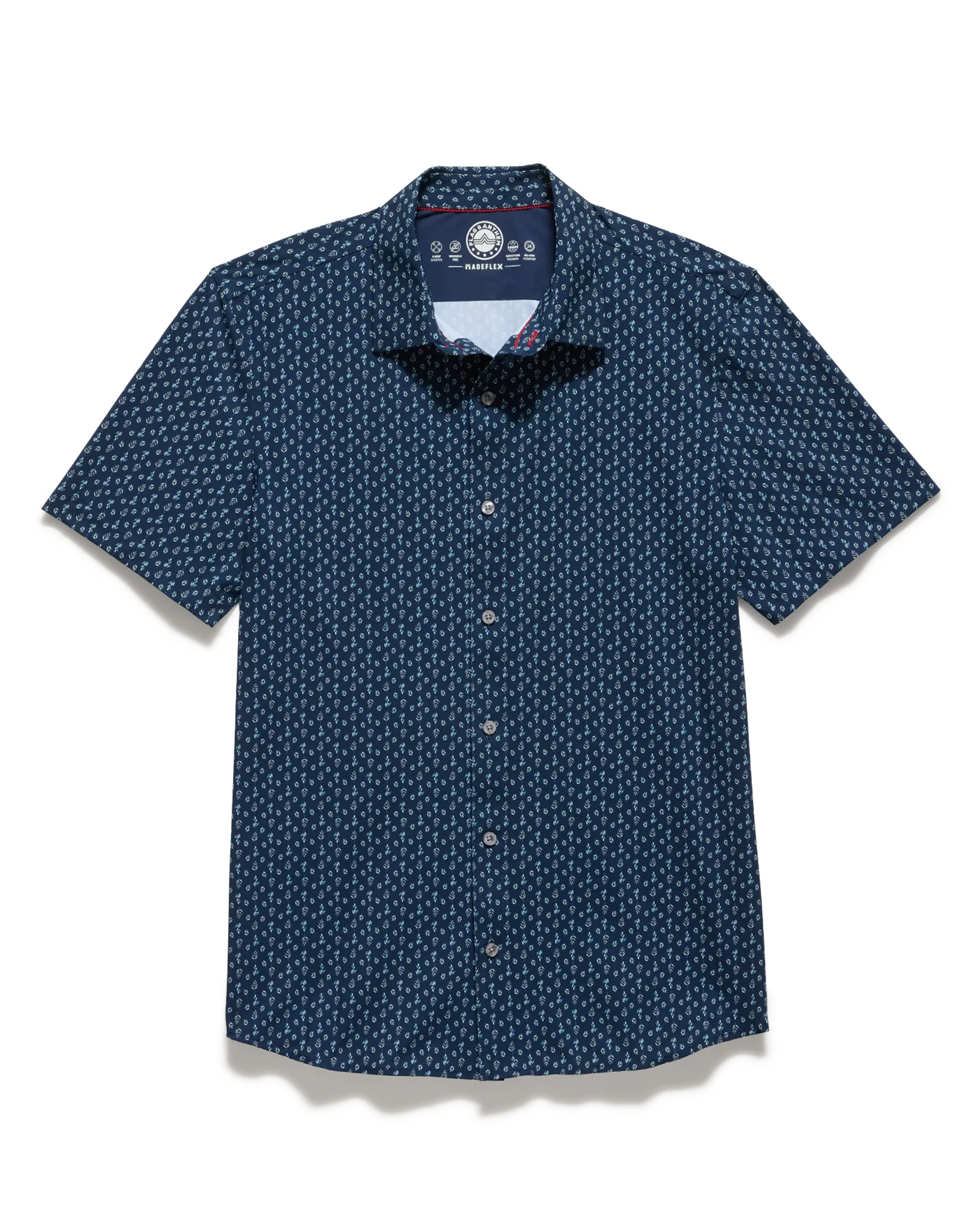 Flag and Anthem Journey SS Stretch Shirt - Navy Leaf Print