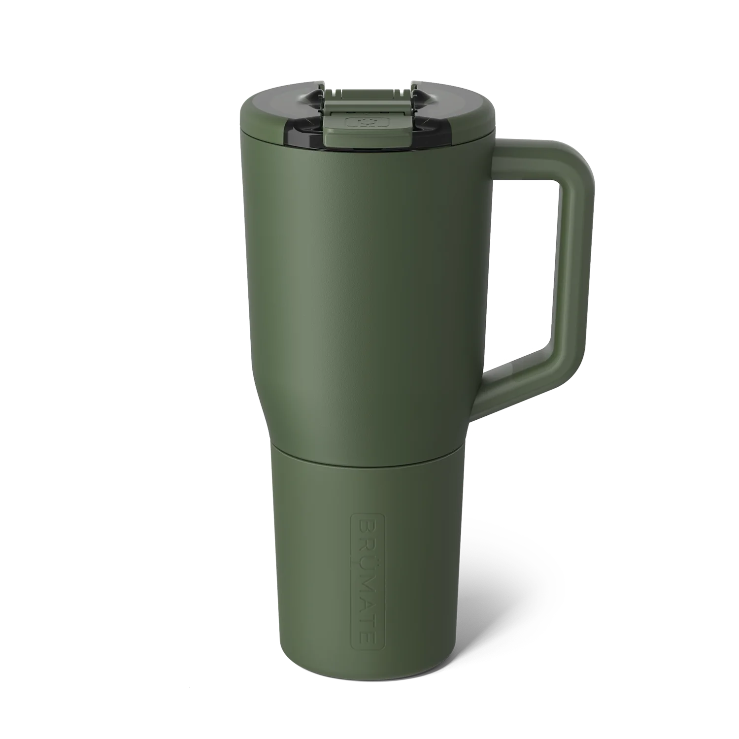 Brumate Insulated Travel Mug in Olive Green with Spill-Resistant Lid and Comfortable Handle