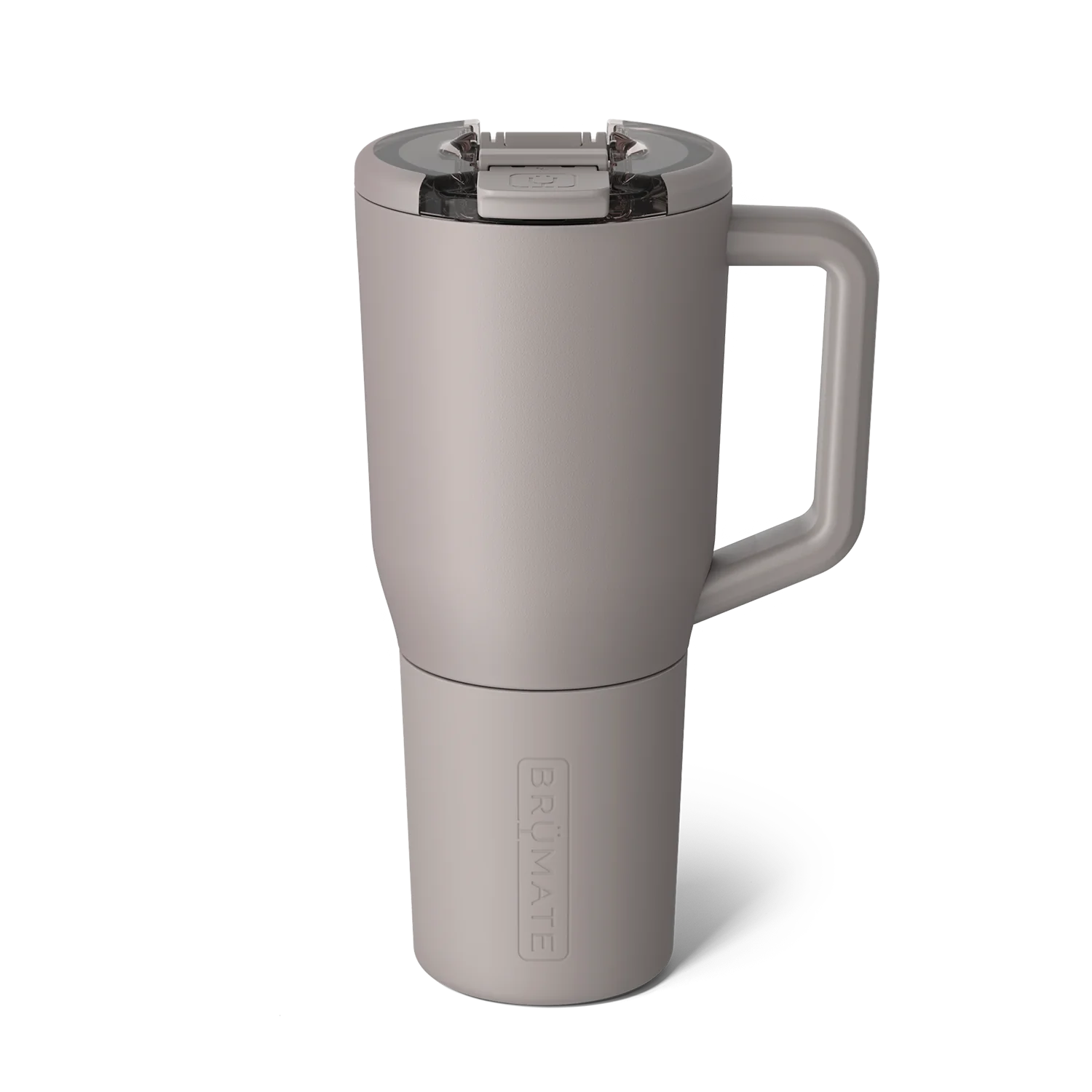 Brumate Insulated Tumbler in Light Gray with Secure Lid and Easy Grip Handle