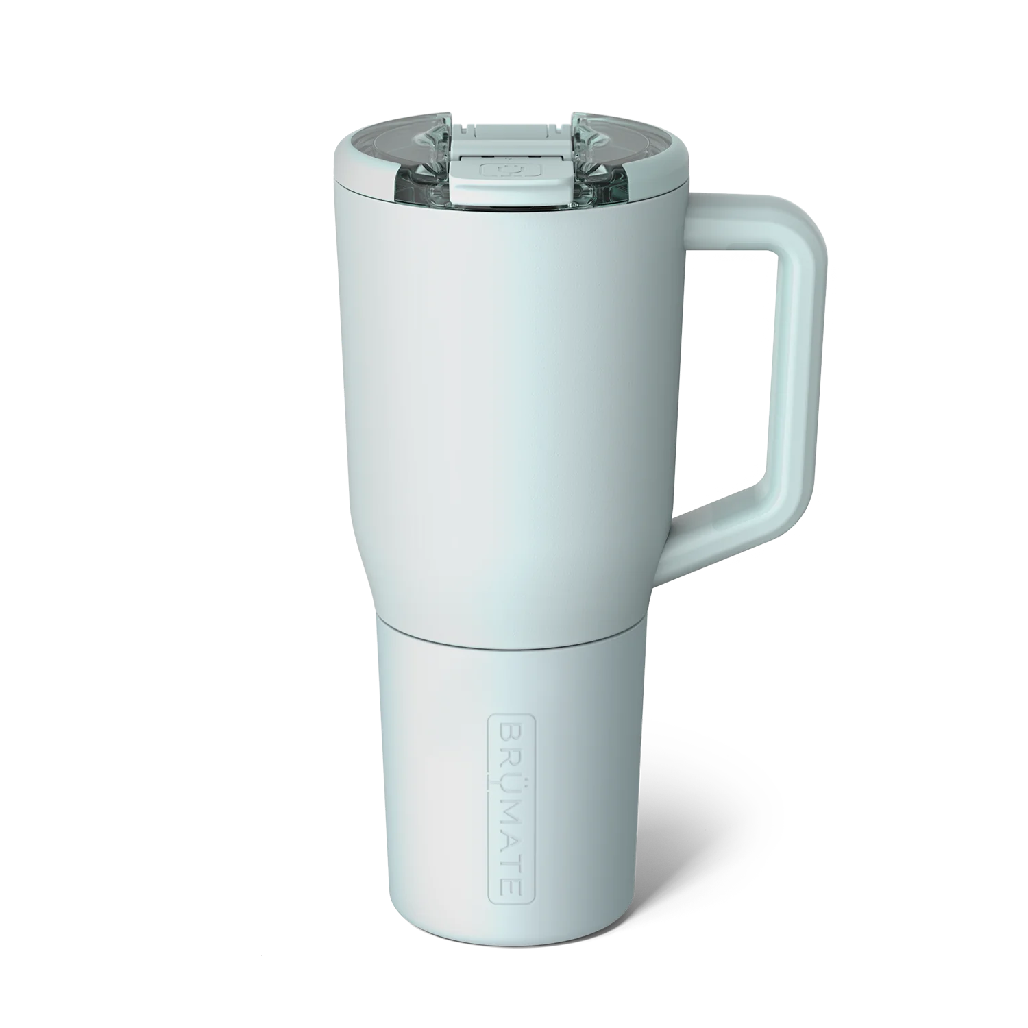 Brumate White Insulated Tumbler with Spill-Resistant Lid and Ergonomic Handle