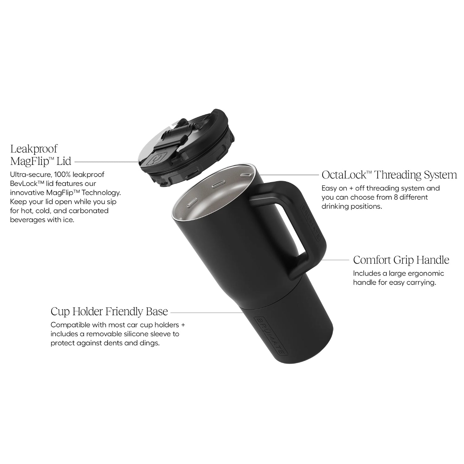Brumate Insulated Mug with Leakproof MagFlip Lid and Comfort Grip Handle for Easy Carrying