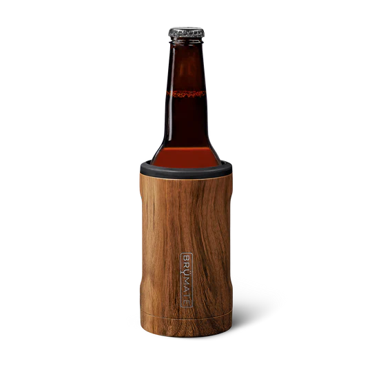 Brumate insulated beer bottle holder crafted with a wood finish for superior temperature retention