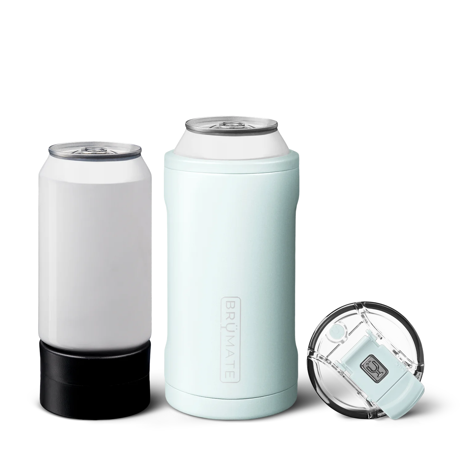 Brumate can cooler in mint green designed to keep drinks cold with a matching silver can