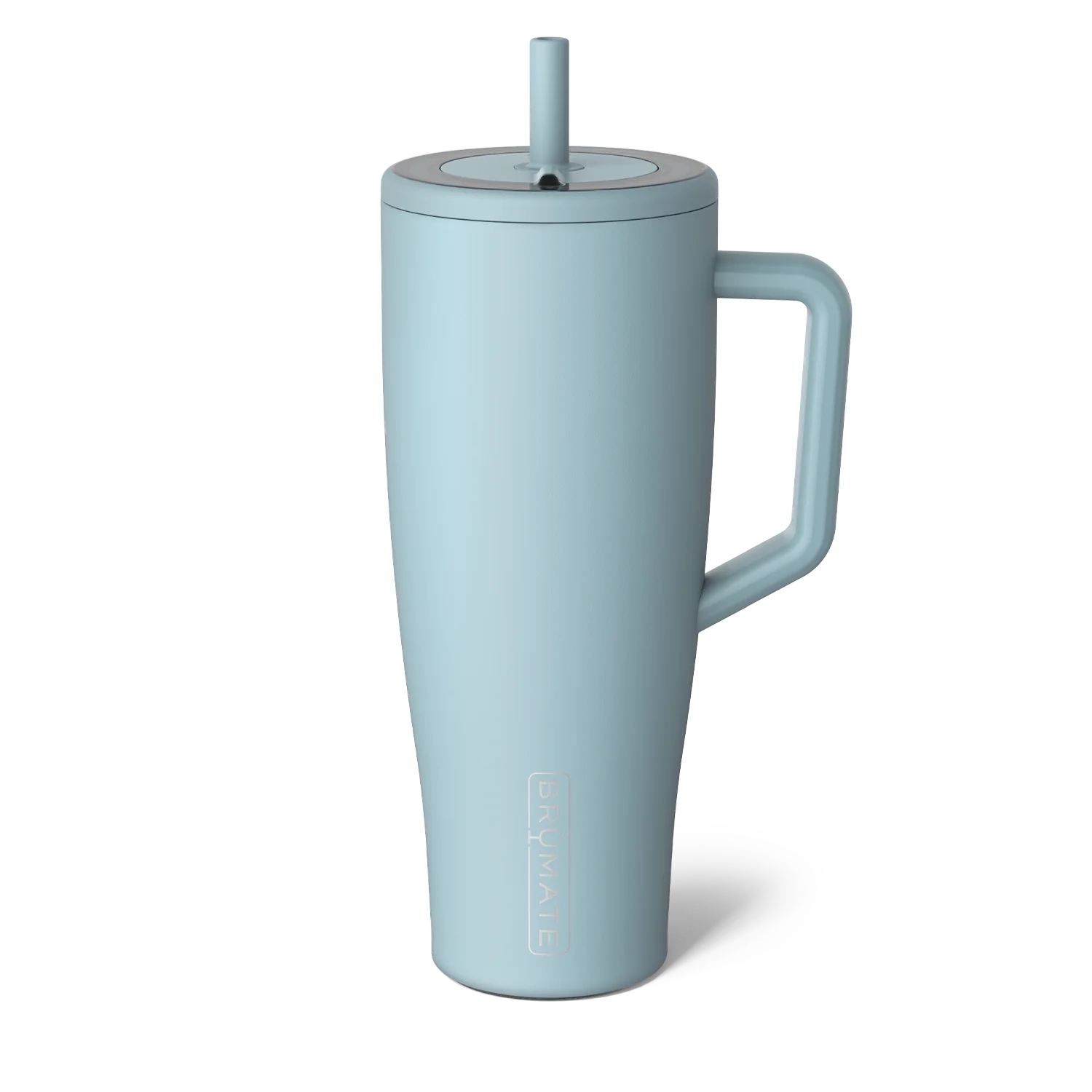 Brumate Insulated Travel Mug for Beach with a sturdy handle and a convenient straw for easy sipping