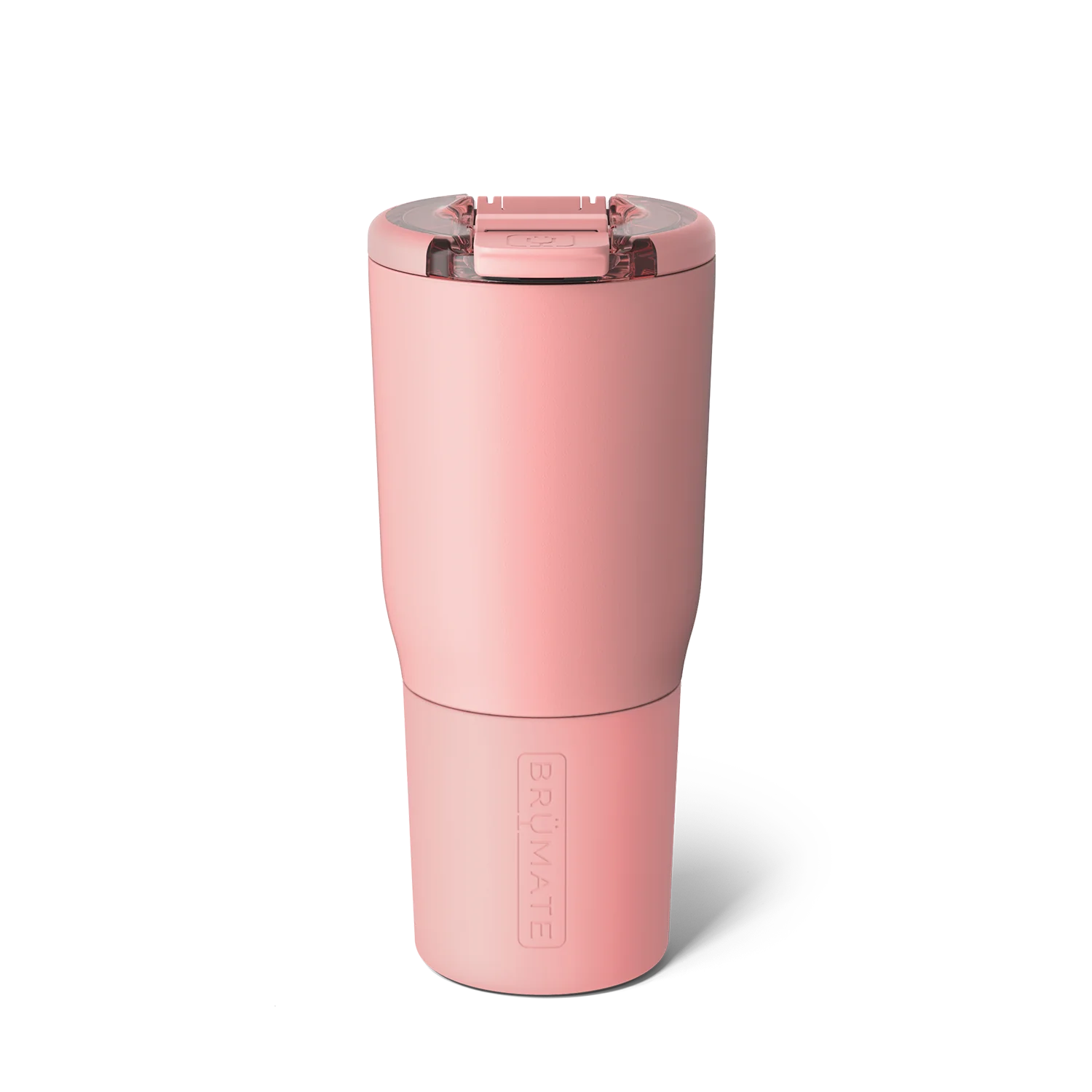 Brumate Pink Tumbler with Lid, a stylish leak-proof drink container for travel and outdoor use