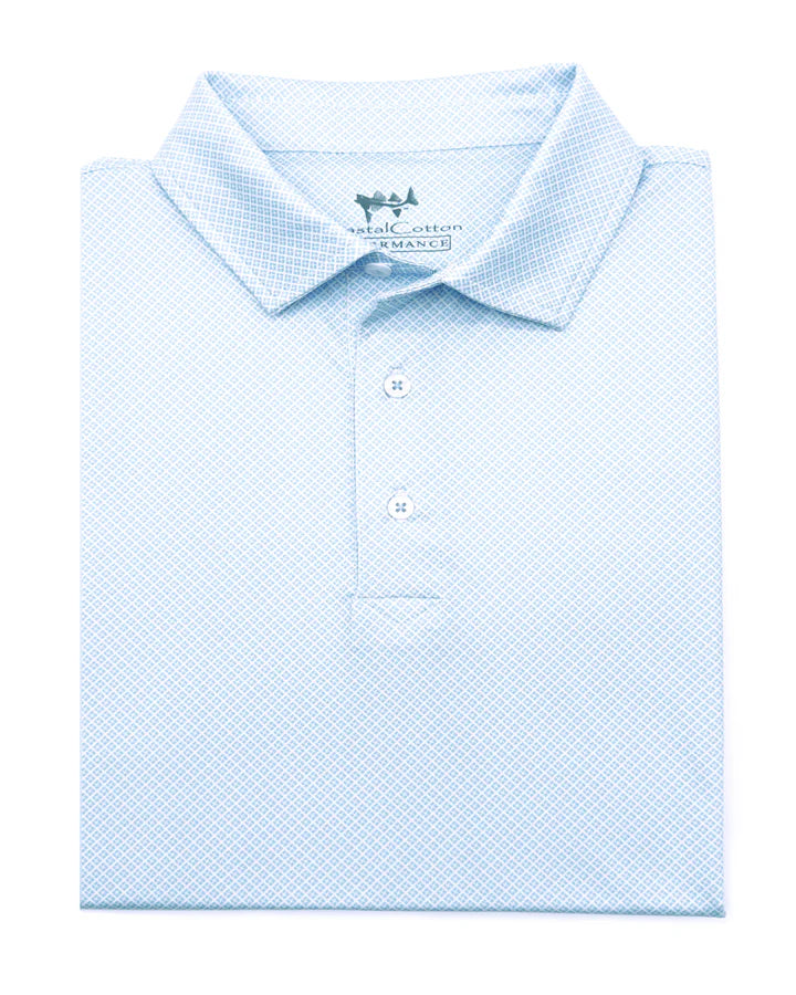 Coastal Cotton Performance Polo - Surf Blue