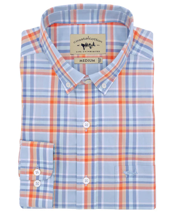 Coastal Cotton Button Up - Watercolor Plaid