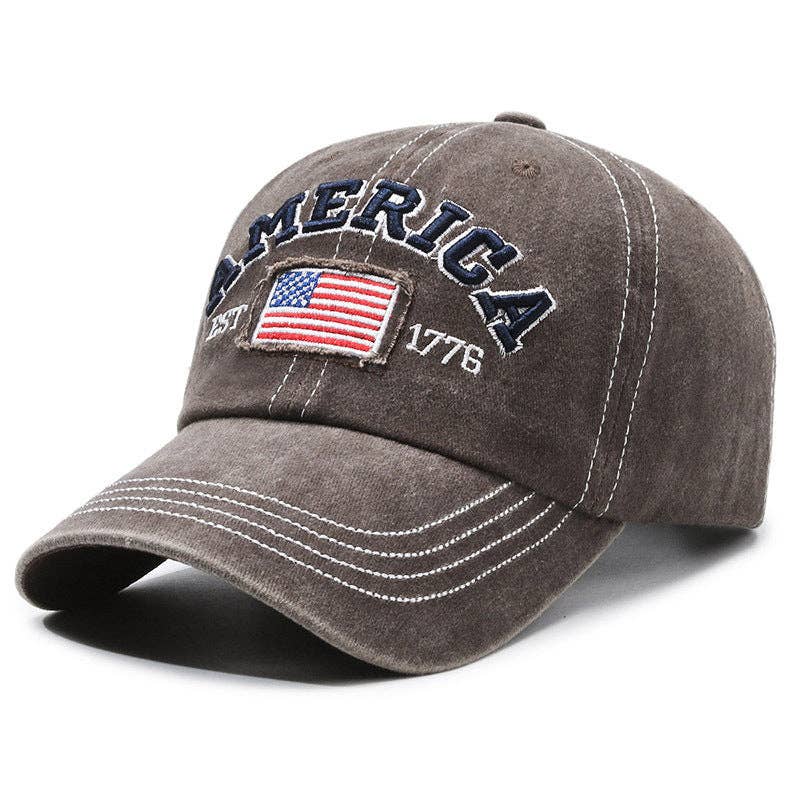 Vintage America Flag Embroidered Baseball Cap Hat