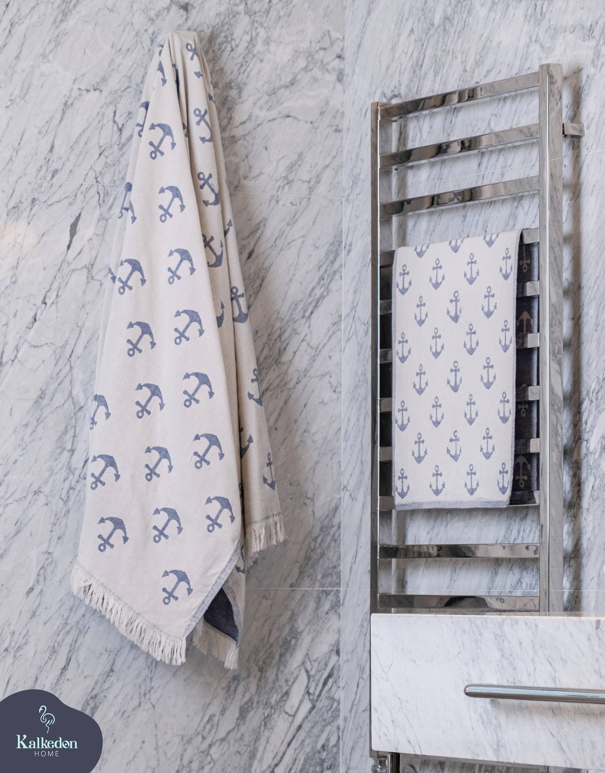 Kalkedon Towels - Turkish Beach Towel | Double Sided Anchor Towels |