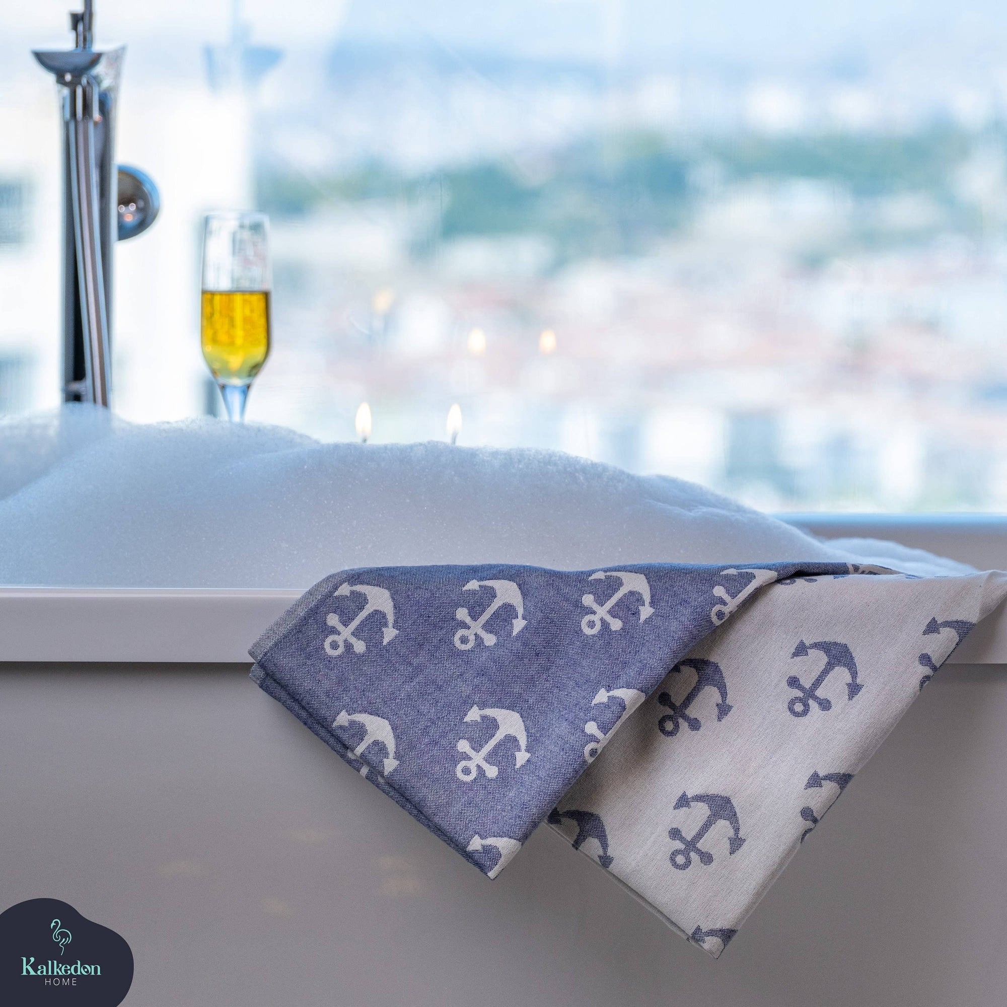 Kalkedon Towels - Turkish Beach Towel | Double Sided Anchor Towels |
