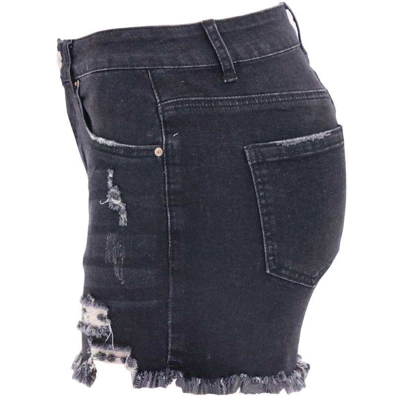 Lovesoft - High Rise Distressed Denim Shorts Women Light Blue