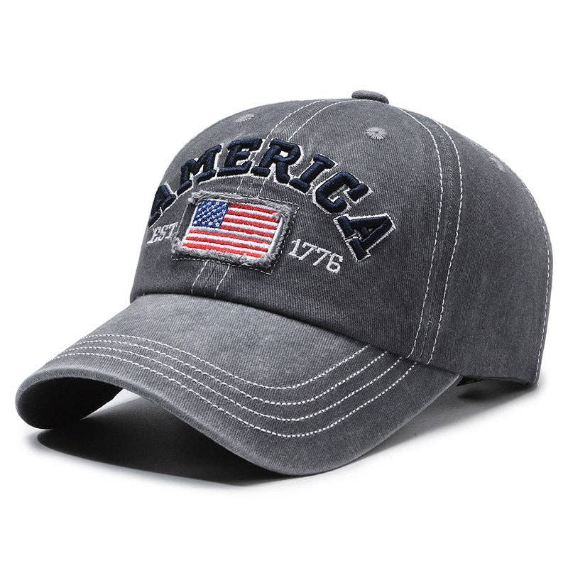 Vintage America Flag Embroidered Baseball Cap Hat