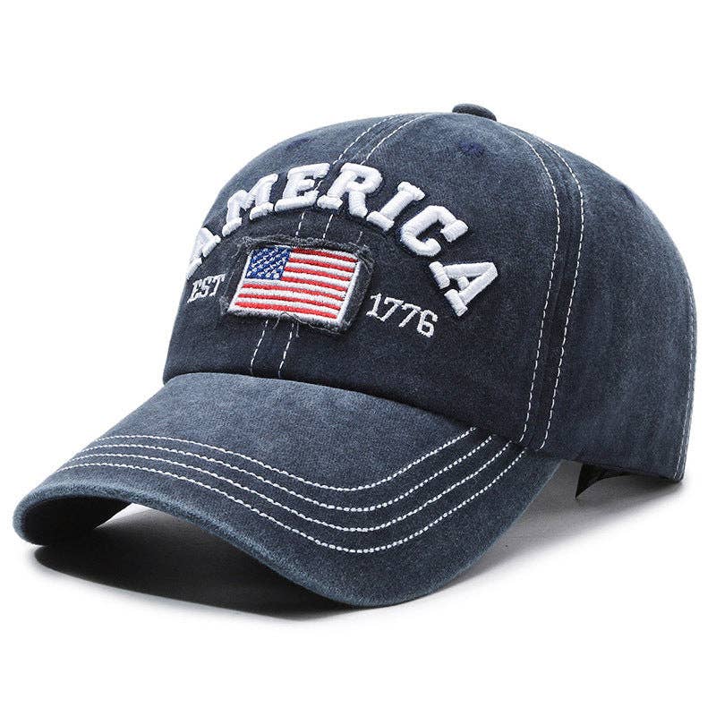 Vintage America Flag Embroidered Baseball Cap Hat