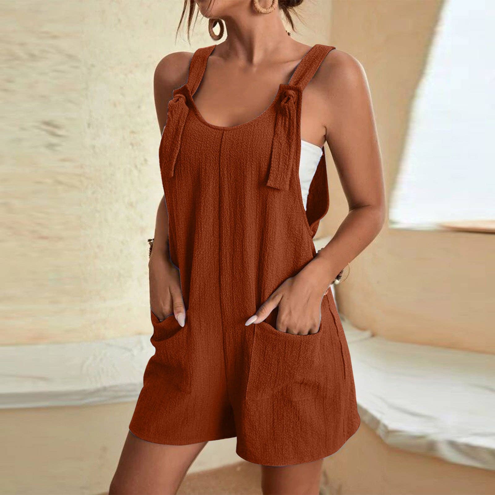 Suhkasana - Lovesoft Women’s Adjustable Strap Overall Shorts Romper with Pockets