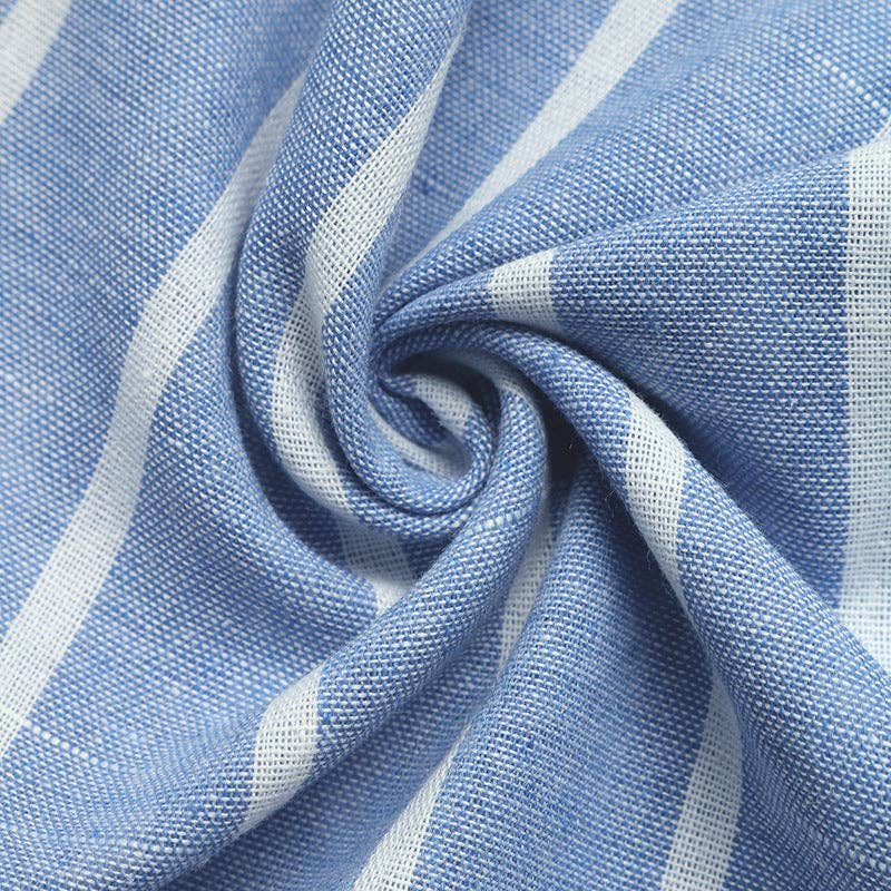 Suhkasana - Blue Striped Button Down Shirt Oversized Resort Beach Blouse