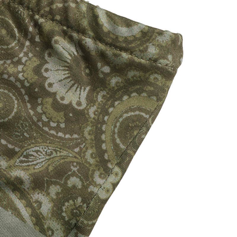 Suhkasana - Boho Paisley Scarf Hem Bandeau Top Strapless Crop Top