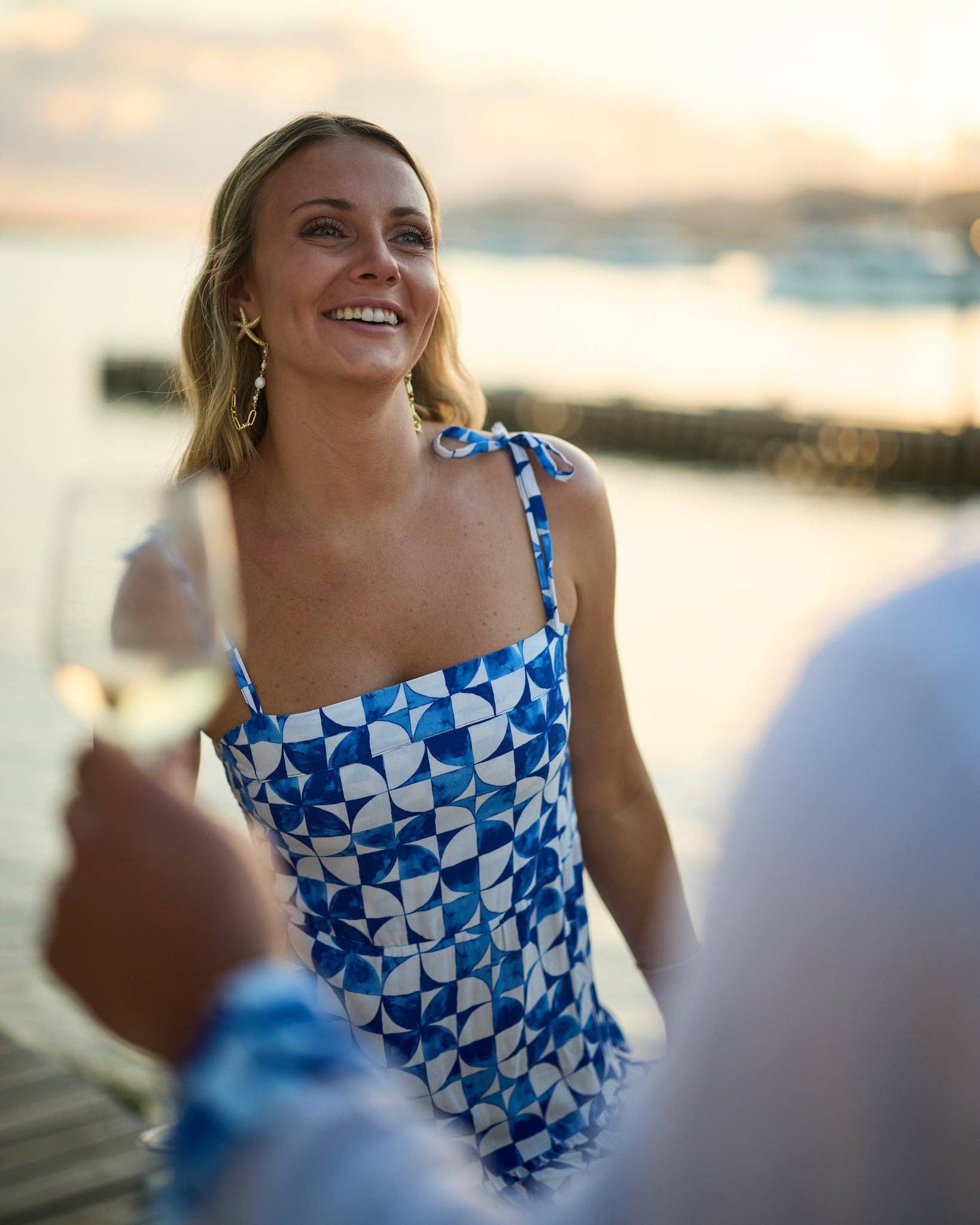 Kenny Flowers - Womens Blue and White Print Resort Dress