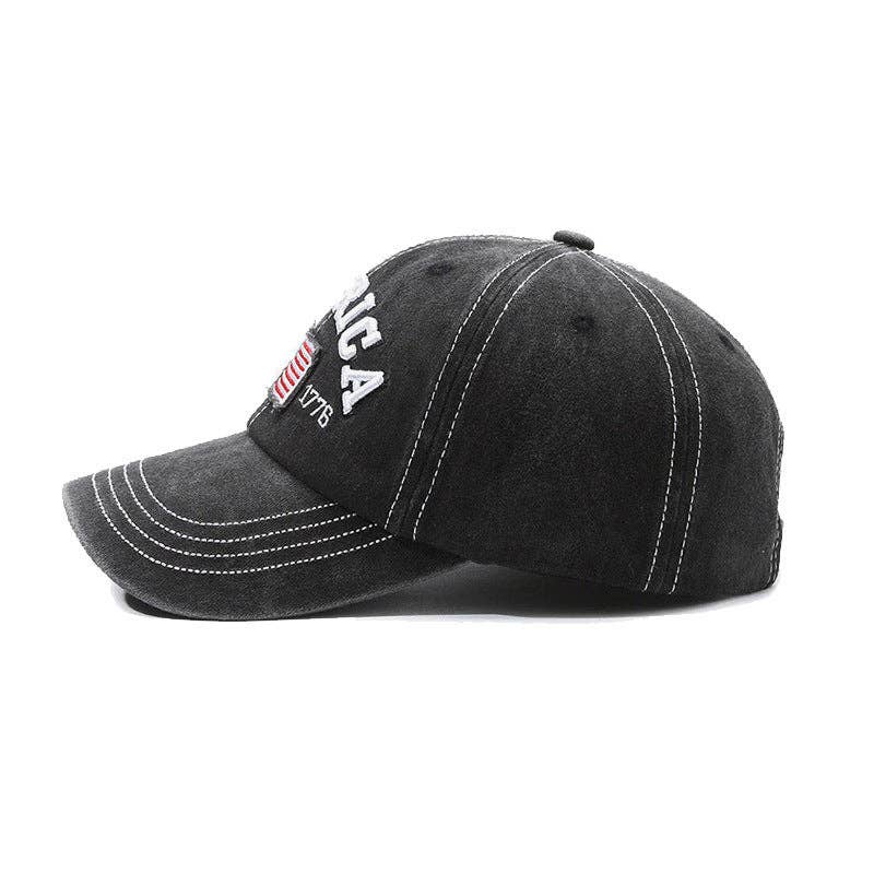 Vintage America Flag Embroidered Baseball Cap Hat