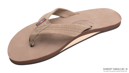 Rainbow Sandals Single Layer Premier Leather with Arch Support 1" Strap - Dark Brown