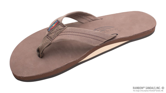 Rainbow Sandals Single Layer Premier Leather with Arch Support 1" Strap - Expresso