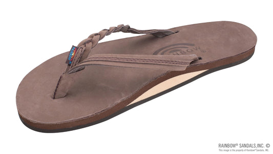Rainbow Sandals Flirty Braidy Single Layer Premier Leather 1/2" Narrow Strap with Braid - Expresso
