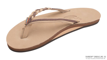 Rainbow Sandals Flirty Braidy Single Layer Premier Leather 1/2" Narrow Strap with Braid - Sierra Brown / Expresso