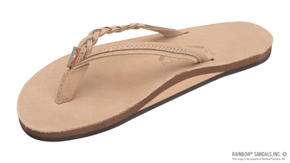 Rainbow Sandals Flirty Braidy Single Layer Premier Leather 1/2" Narrow Strap with Braid - Sierra Brown