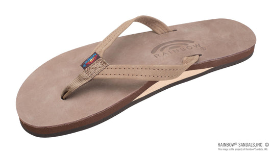 Rainbow Sandals Single Layer Premier Leather with Arch Support and a 1/2" Narrow Strap - Dark Brown