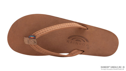 Rainbow Sandals Single Layer Premier Leather with Arch Support and a 1/2" Narrow Strap - Redwood