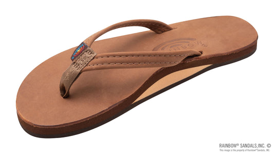 Rainbow Sandals Single Layer Premier Leather with Arch Support and a 1/2" Narrow Strap - Redwood