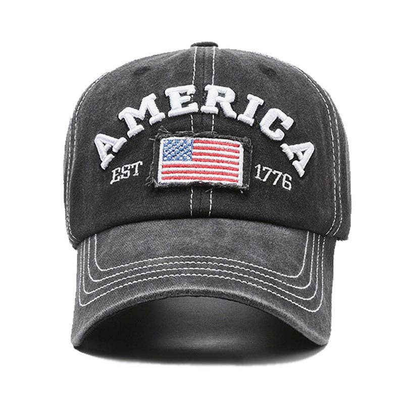 Vintage America Flag Embroidered Baseball Cap Hat