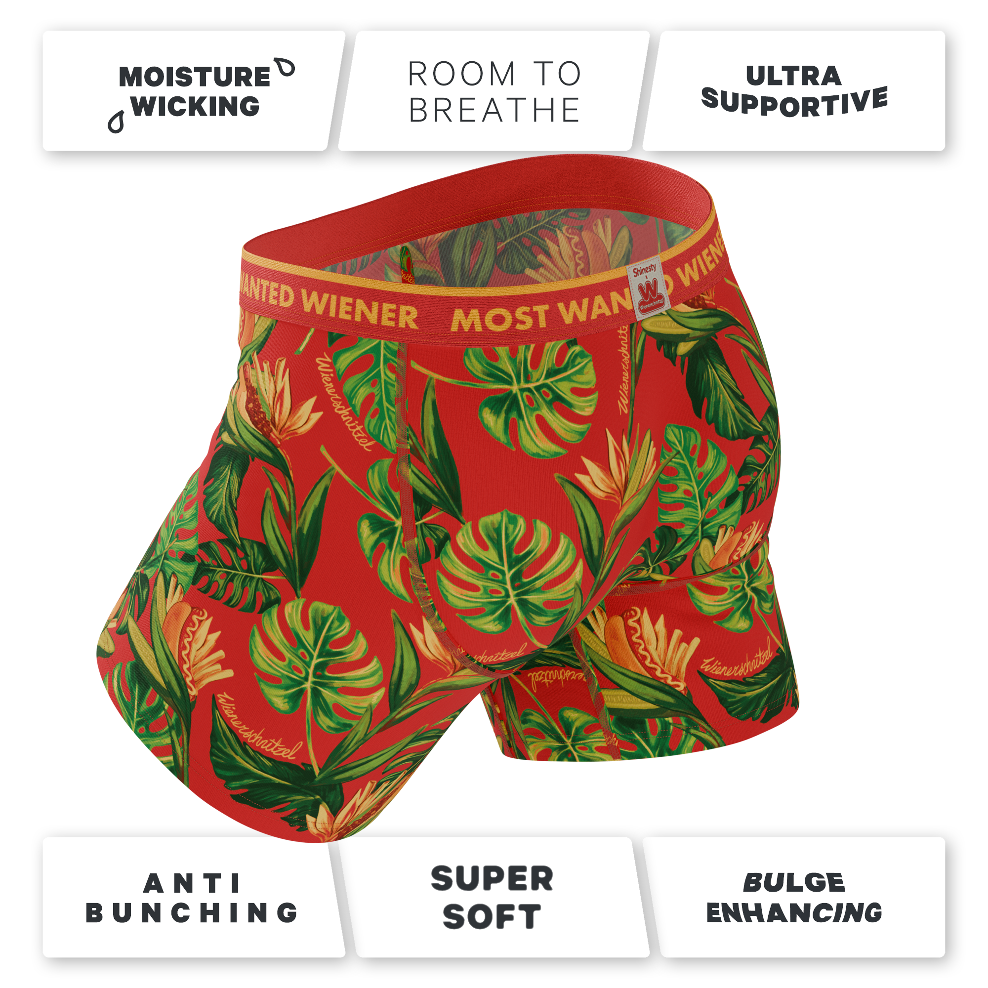 Shinesty, Inc - The Wiener In Paradise | Shinesty X Wienerschnitzel Tropical Ball Hammock® Pouch Underwear With Fly