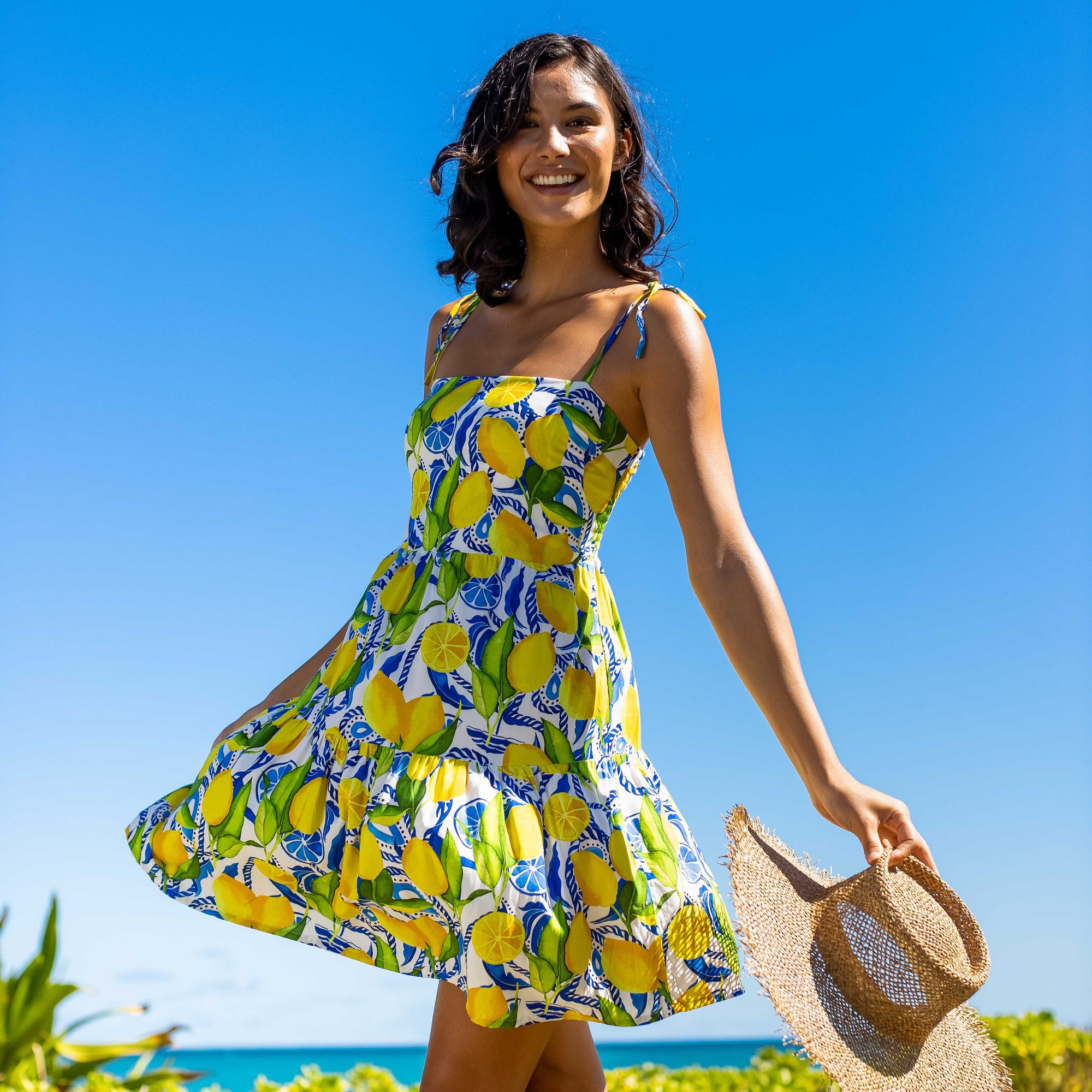 Kenny Flowers - Womens Lemon Print Short Dress