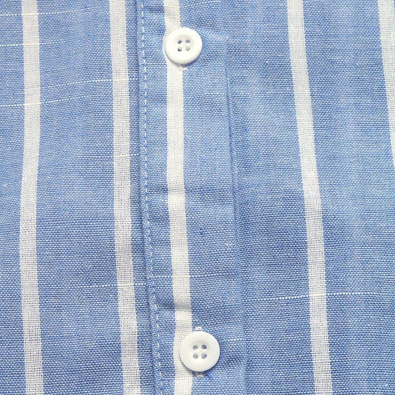 Suhkasana - Blue Striped Button Down Shirt Oversized Resort Beach Blouse