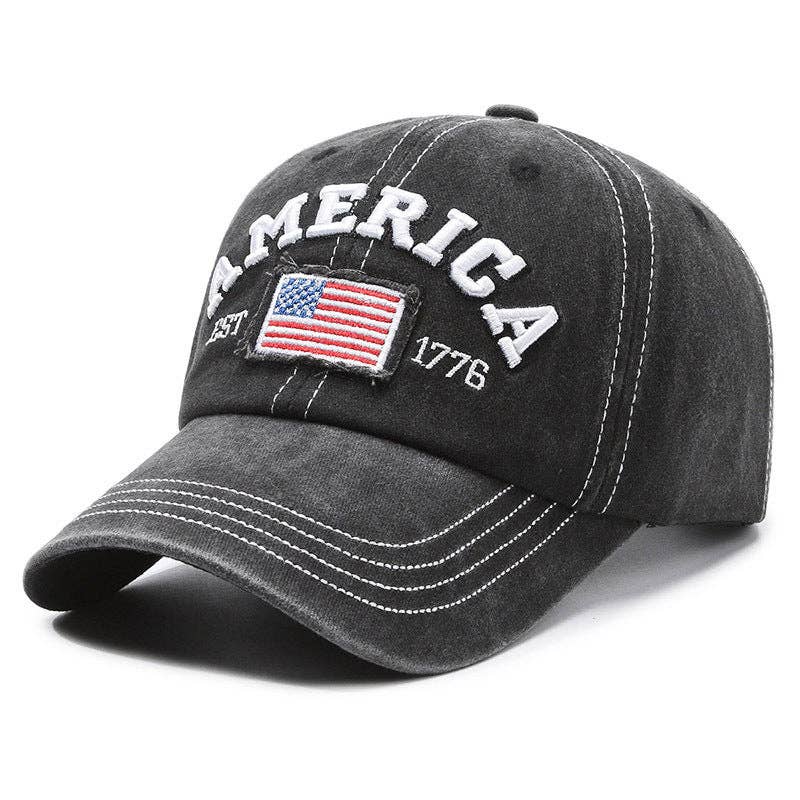 Vintage America Flag Embroidered Baseball Cap Hat