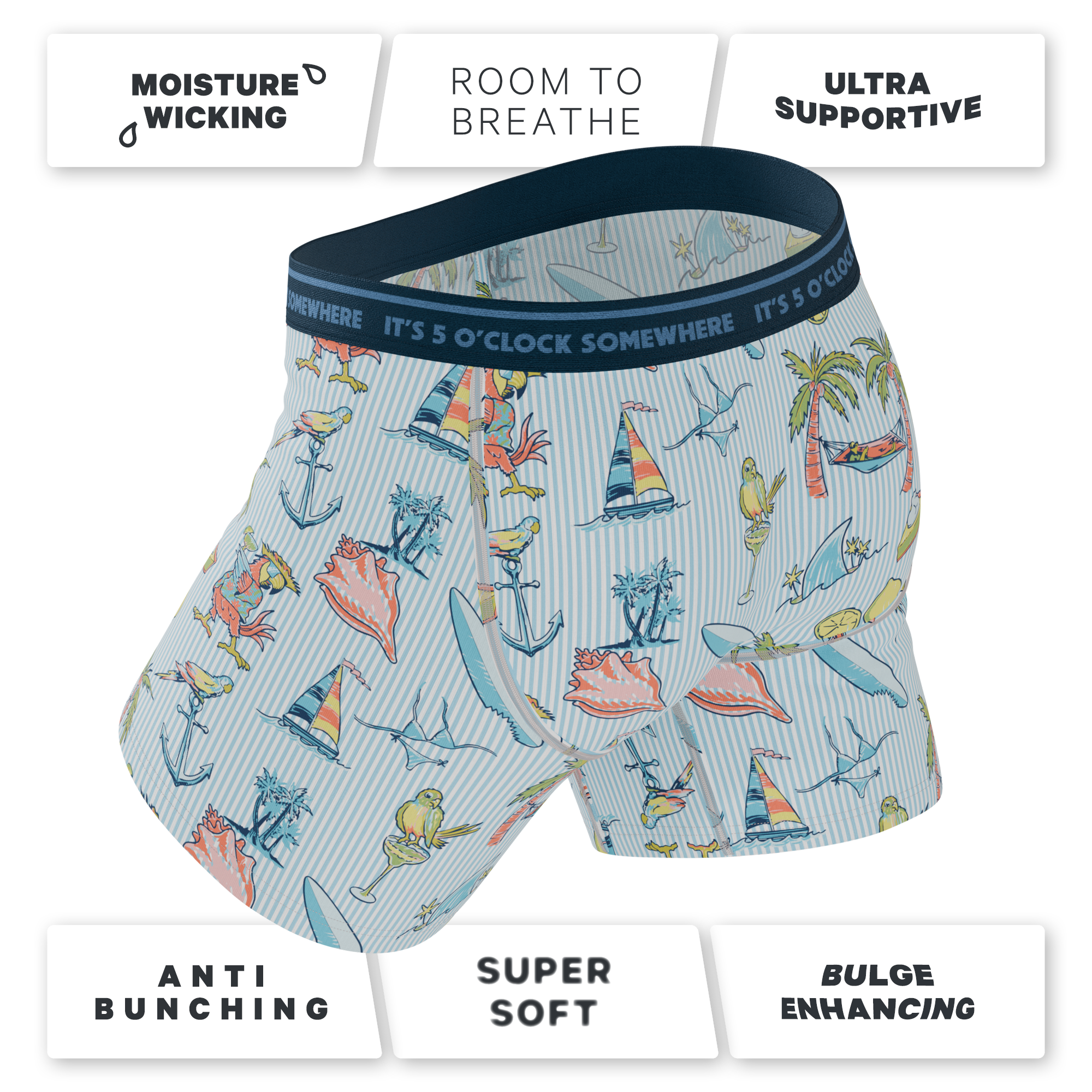 Shinesty, Inc - The Boat Drinks | Shinesty x Margaritaville® Ball Hammock® Pouch Underwear With Fly