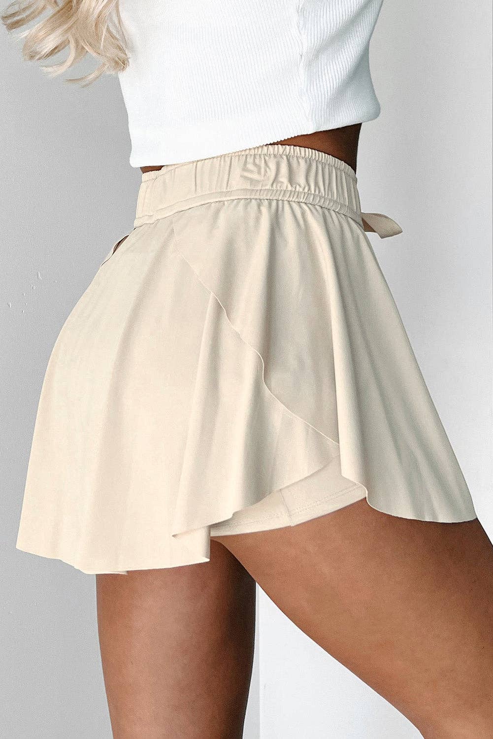 Lovesoft - Black High Waist Drawstring Tennis Skort with Lining