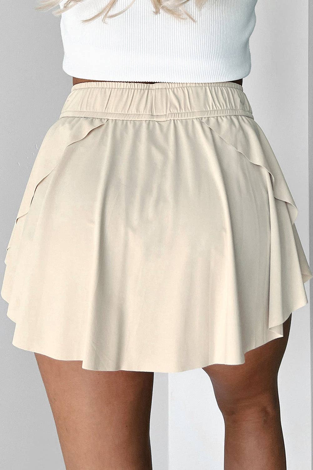 Lovesoft - Black High Waist Drawstring Tennis Skort with Lining