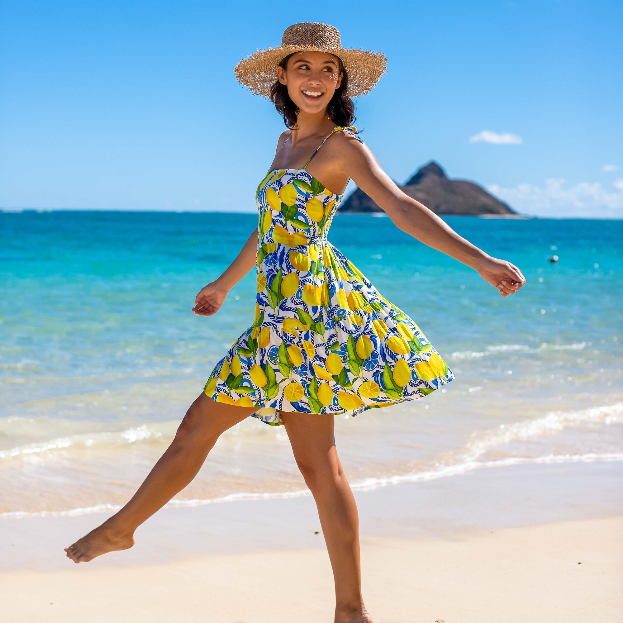 Kenny Flowers - Womens Lemon Print Short Dress