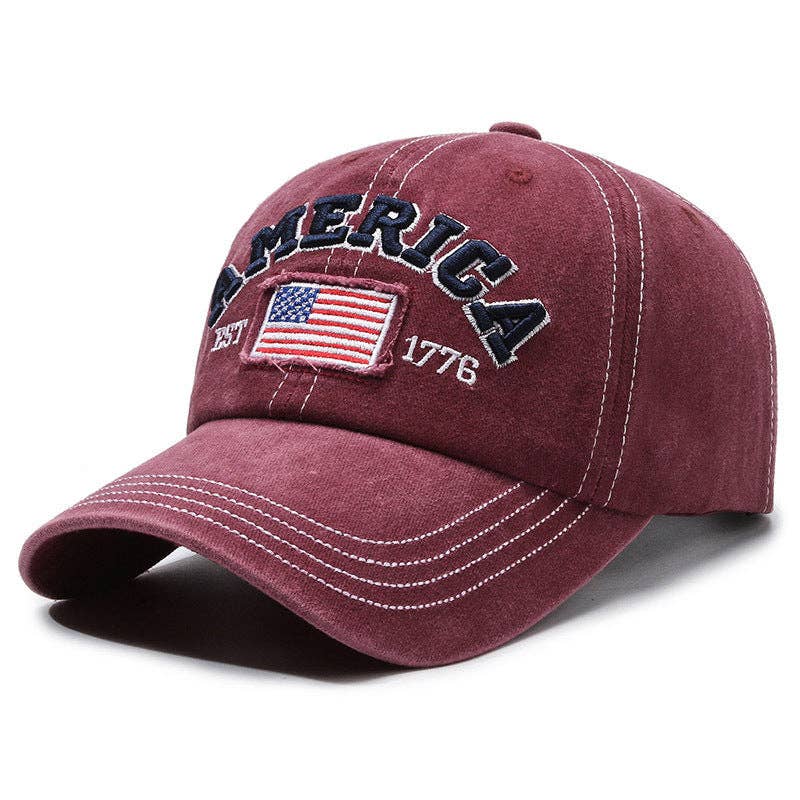 Vintage America Flag Embroidered Baseball Cap Hat