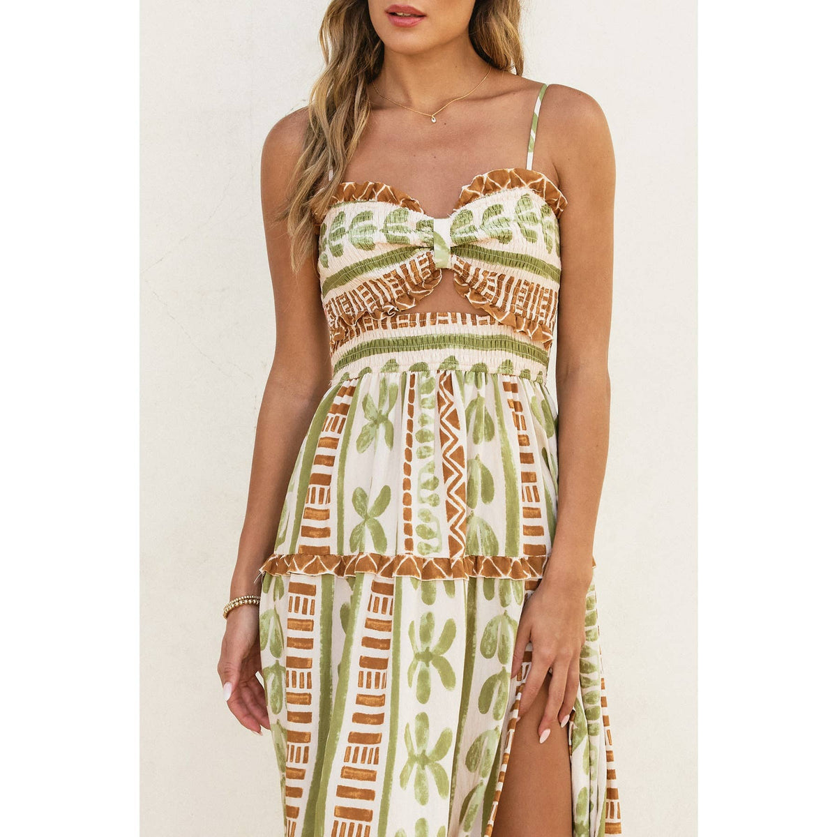 Dress Forum - The Bahamas Cutout Smocked Maxi Dress