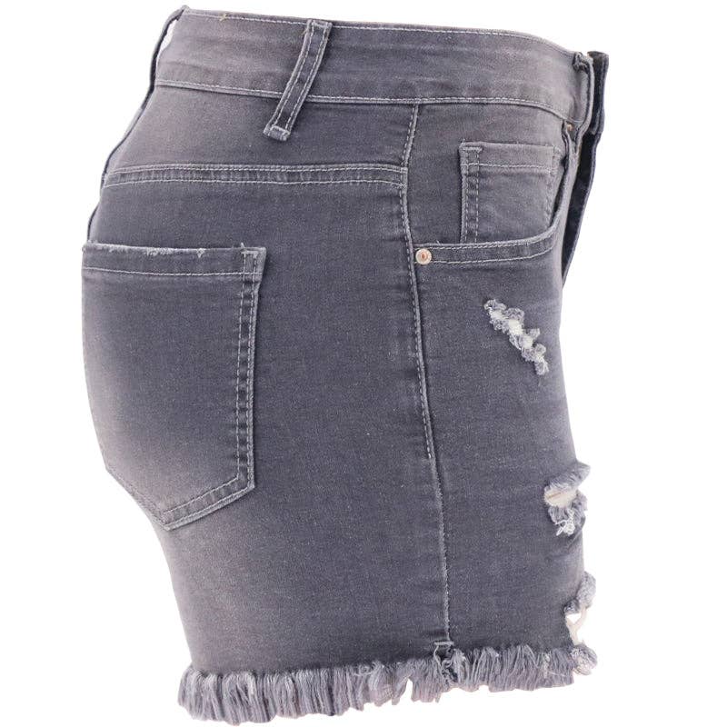 Lovesoft - High Rise Distressed Denim Shorts Women Light Blue