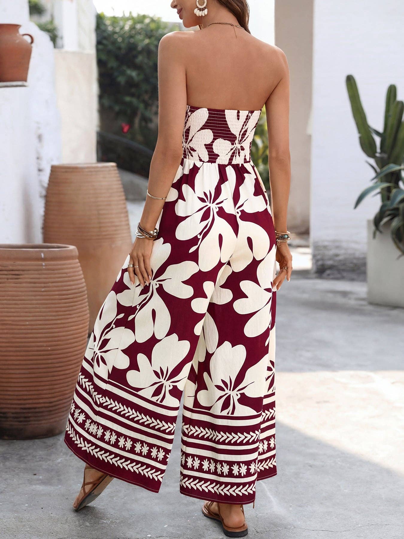 Suhkasana - Lovesoft Floral Strapless Wide Leg Jumpsuit Boho Summer