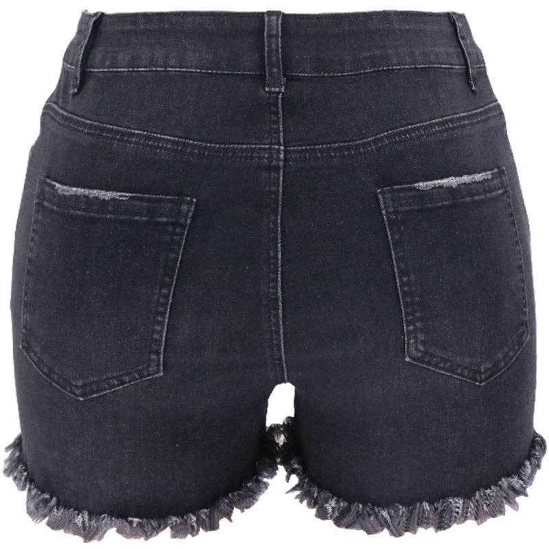 Lovesoft - High Rise Distressed Denim Shorts Women Light Blue