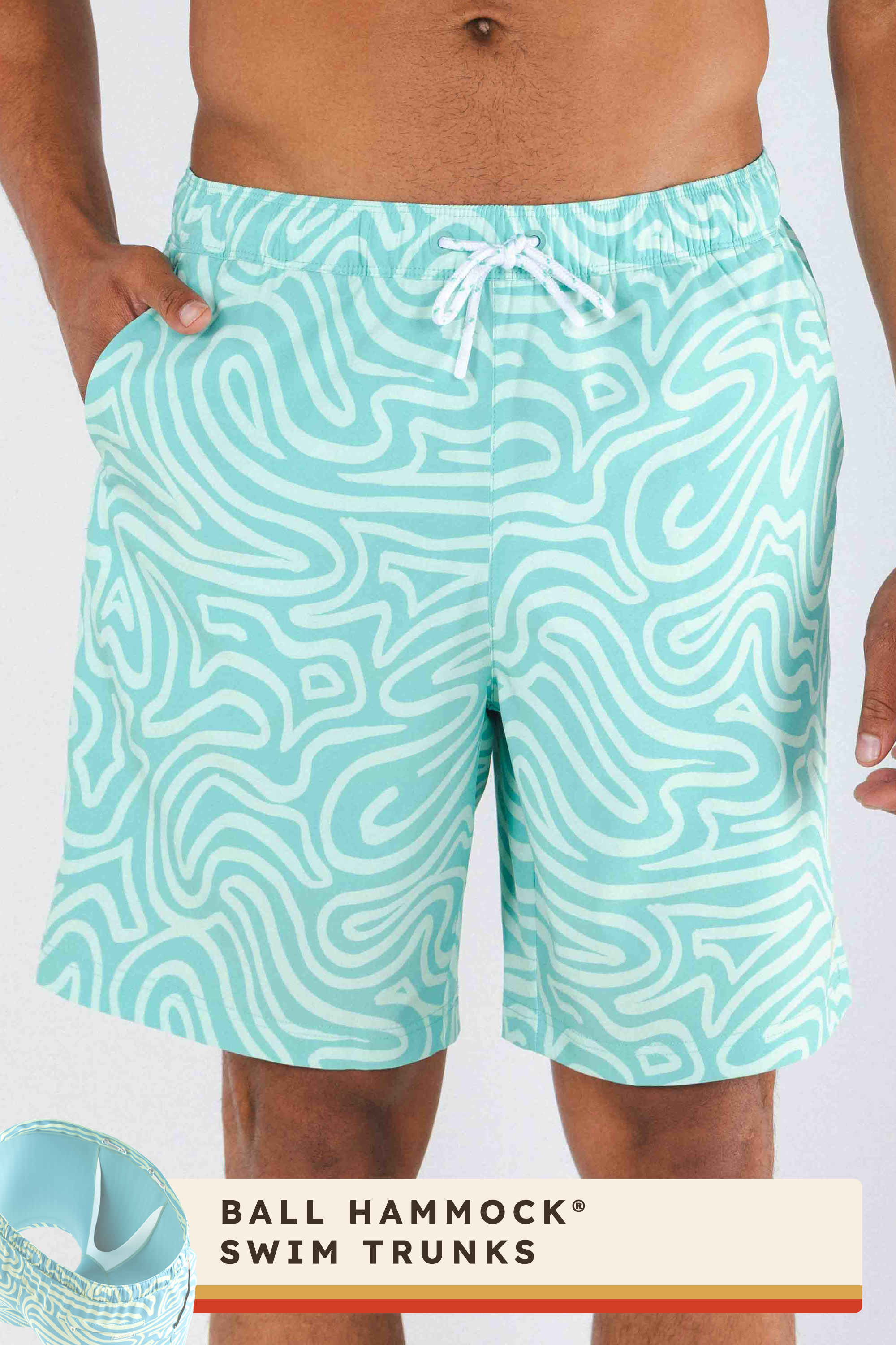 Shinesty, Inc - The Water Park | Neon Abstract Line Ball Hammock® Pouch 8" Swim Trunks