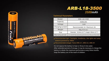 Fenix ARB-L18-3500 High-Capacity 18650 Battery - 3500mAh