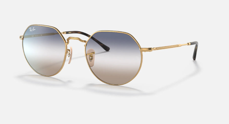 RayBan Polished Gold Frame with Blue and Brown lens